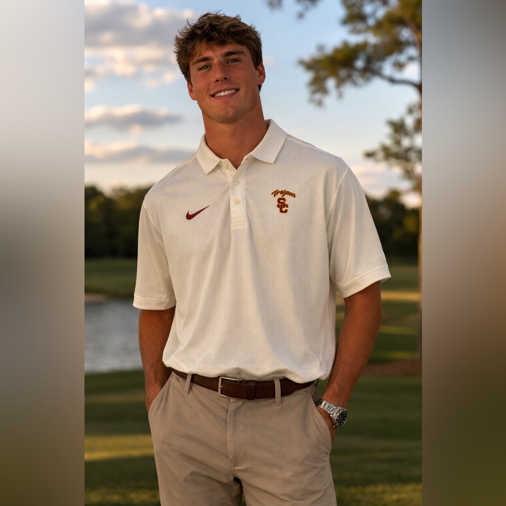 Nike USC Trojans Dri-FIT Golf Polo Shirt Mens Large NCAA Embroidered